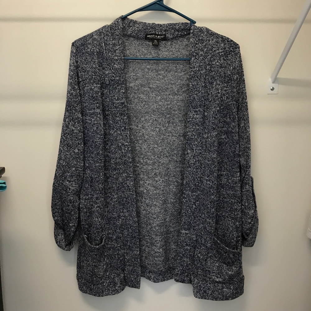 Blue and white cardigan